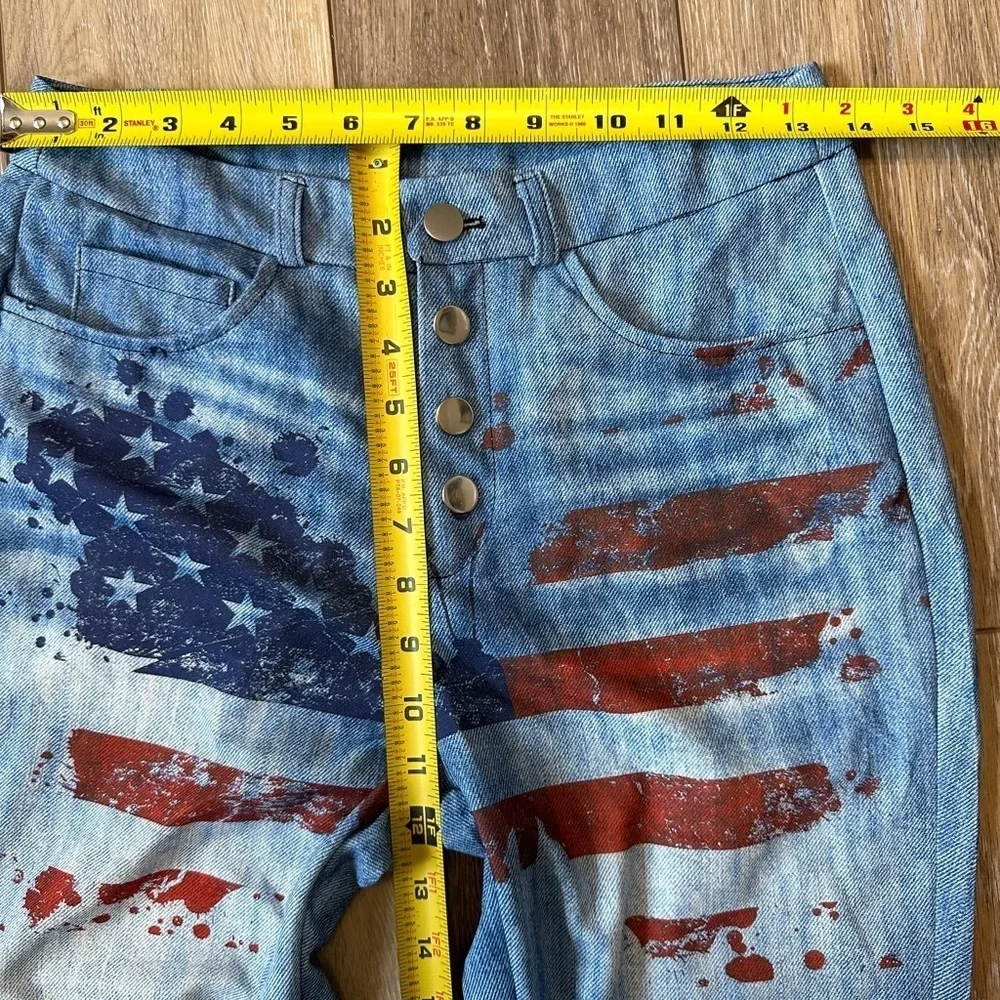 🛍️95% Polyester 5% Spandex lightweight stretch pants with American flag